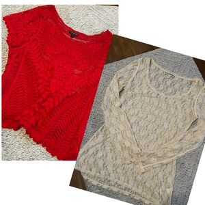 Express floral Lace sheer Blouse Set size medium